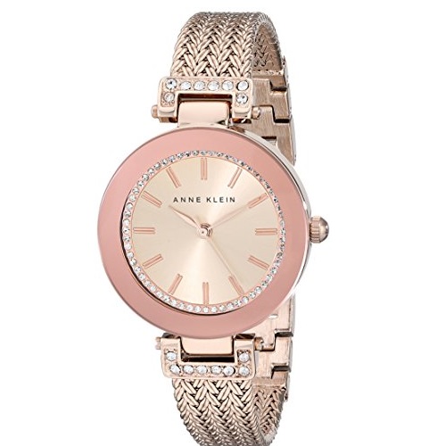 Anne Klein AK/1906RGRG Women's Swarovski Crystal Accented Rose Gold-Tone Mesh Bracelet Watch, Only $62.99, free shipping
