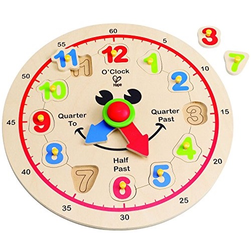 Hape Award Winning Happy Hour Clock Kid's Wooden Time Learning Puzzle, Only $12.74