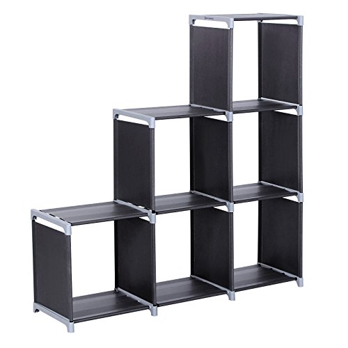 SONGMICS 3-tier Storage Cube Closet Organizer Shelf 6-cube Cabinet Bookcase Black ULSN63H, Only$16.14