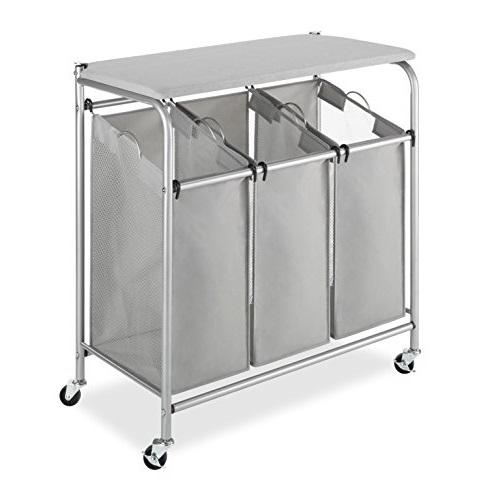 Whitmor 3 Section Rolling Laundry Sorter with Folding Station - Ironing Board, Only $32.95 after clipping coupon, free shipping