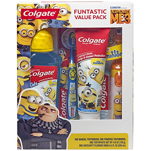Colgate 高露潔小黃人兒童牙刷、牙膏和漱口水禮品套裝，原價$13.99，現僅售$9.88