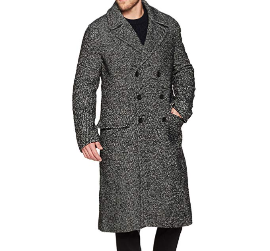 French Connection Men's Heavy Herringbone Long Coat only $56.26