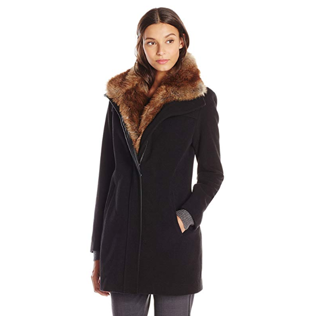 Lark & Ro Women's Faux Fur Collar Coat only $16.29