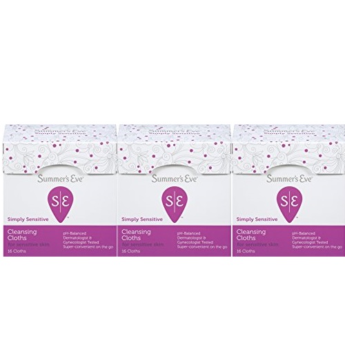 Summer's Eve Cleansing Cloths | Simply Sensitive |16 Count | Pack of 3 | pH-Balanced, Dermatologist & Gynecologist Tested, Only $5.10, free shipping after using SS
