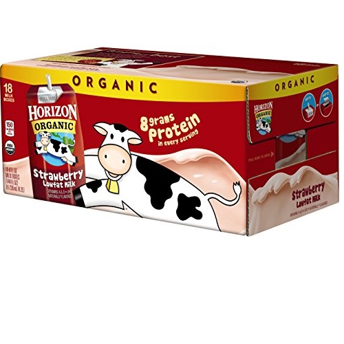 Horizon Organic, Lowfat Organic Milk Box, Strawberry, 8 Ounce (Pack of 18), Single Serve, Shelf Stable Organic Strawberry Flavored Lowfat Milk,  , Only $18.05