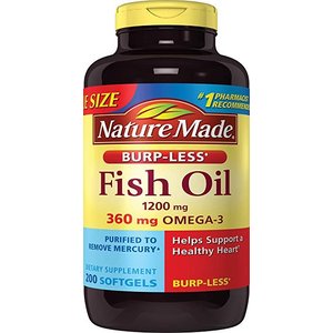 Nature Made Burpless Fish Oil 1200 mg w. Omega-3 360 mg Softgels Value Size 200 Ct $10.84