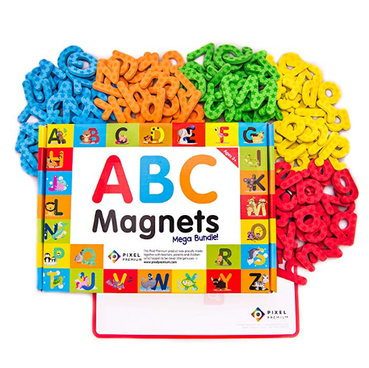 Pixel Premium ABC Magnets for Kids Gift Set - 142 Magnetic Letters for Fridge, Dry Erase Magnetic Board Best Alphabet Magnets for Refrigerator Fun! $15.99