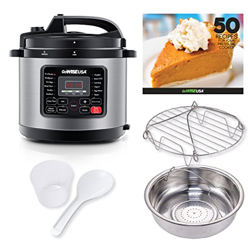 GoWISE  USA GW22703 12-in-1 Electric Pressure Cooker with Accessories 1 Multifunctional Measuring Cup, Spoon Steam Rack and Basket, 6-QT, Stainless Steel, Only $49.95, free shipping