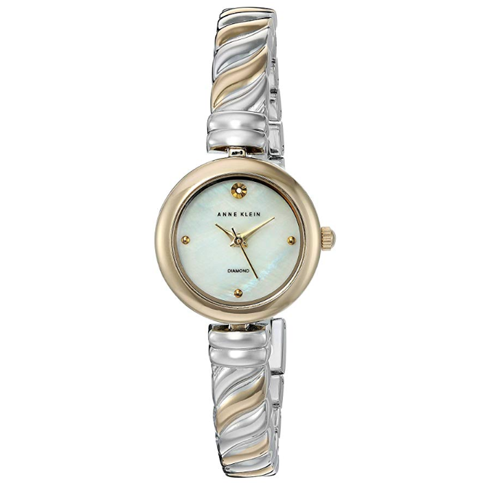 Anne Klein Women's AK/2455MPTT Diamond-Accented Two-Tone Bangle Watch only $40