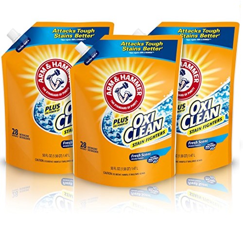 Arm & Hammer Plus OxiClean HE Liquid Laundry Detergent Easy-Pour Pouch, Pack of three 50 oz. pouches, 84 total loads, Only $7.59, free shipping after using SS