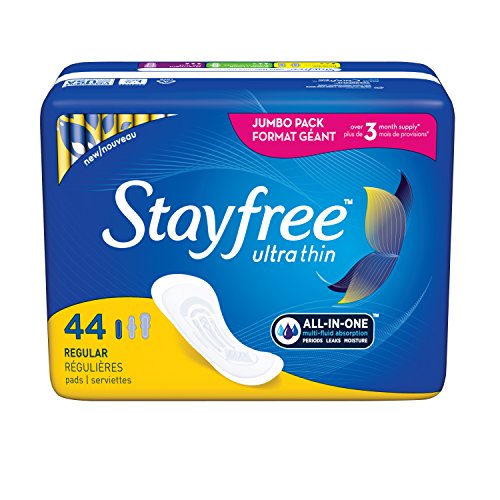 史低價！Stayfree 超薄衛生巾，44片/包，共4包，原價$32.99，現僅售$18.89，免運費