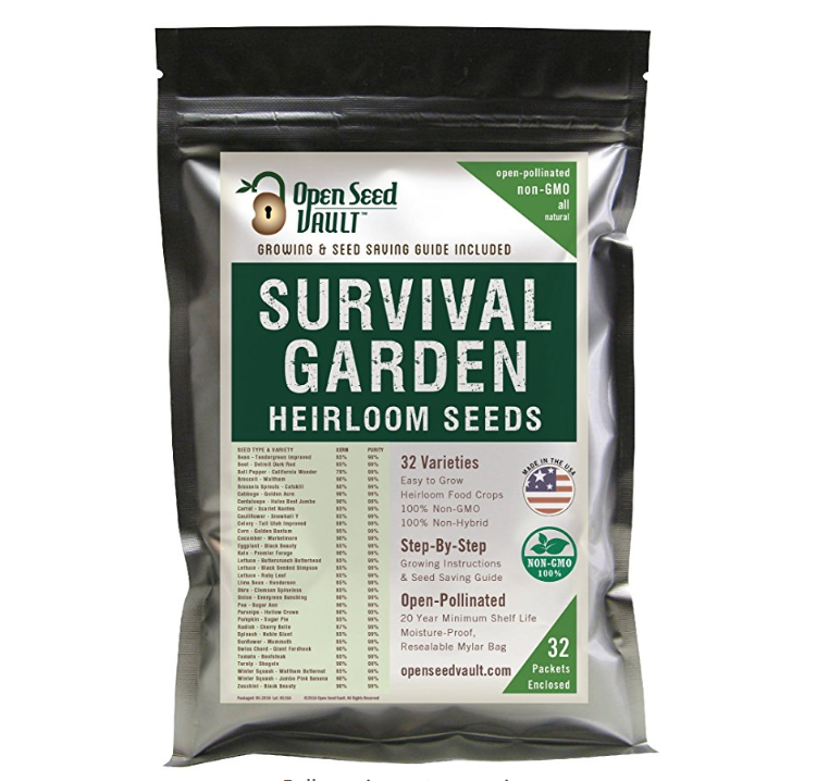 15,000 Non GMO Heirloom Vegetable Seeds Survival Garden 32 Variety Pack by Open Seed Vault only $12.95