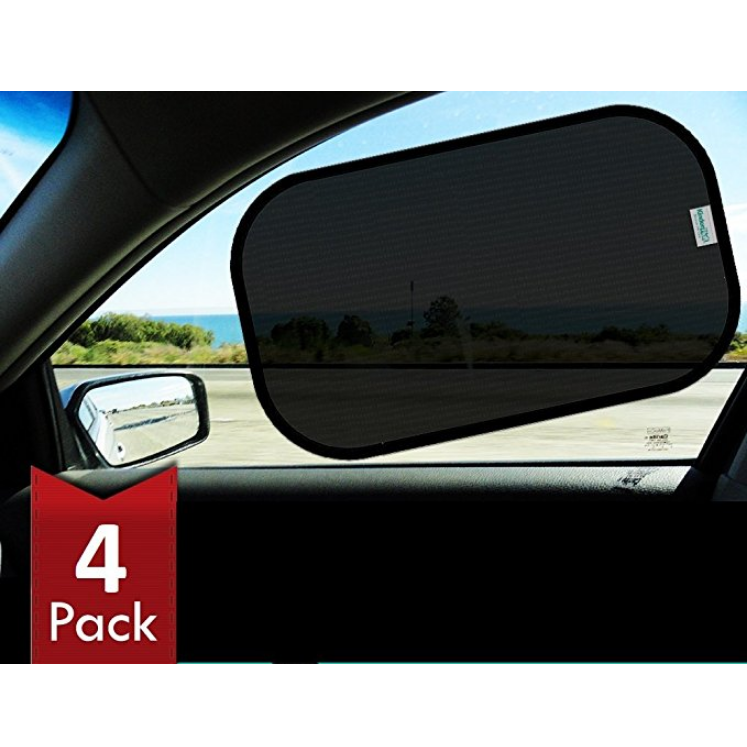 kinder Fluff Car Sun shade (4px) -80 GSM with 15s Film (highest possible) for full UV protection-2 Transparent and 2 Semi-Transparent Sunshades $12.97