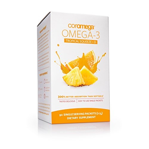 魚油也美味！補腦護眼！Coromega DHA深海魚油Omega-3甜橙味，90小袋裝，原價$45.99，現僅售$20.40，免運費