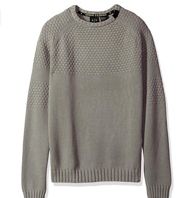 A|X Armani Exchange Men's Textured Knit Sweater with Colored Collar Detail only $44.85