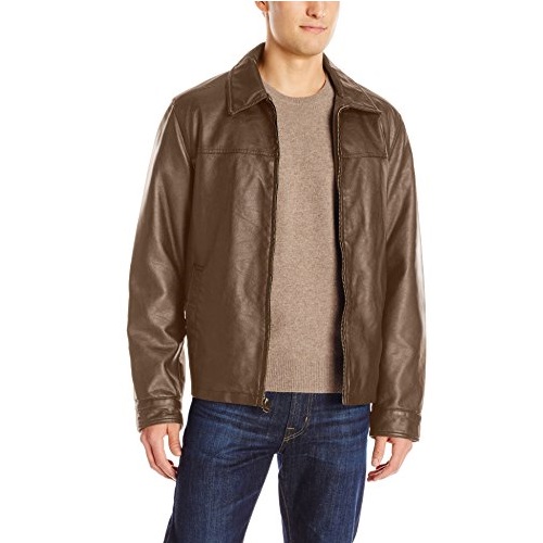 Dockers Men's James Classic Faux Leather Laydown Collar Open Bottom Jacket, Only $26.53, free shipping