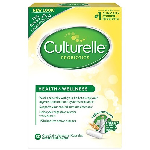 Culturelle Health & Wellness Daily Probiotic Dietary Supplement |Restores Natural Balance of Good Bacteria in Digestive Tract*  | 30 Vegetarian Capsules, Only $10.37，