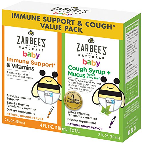Zarbee's Naturals Baby Immune Support* & Vitamins and Baby Cough Syrup + Mucus, Natural Flavors, 2 Ounce Bottles (Value Twin Pack), Only $10.49, You Save $6.40(37%)