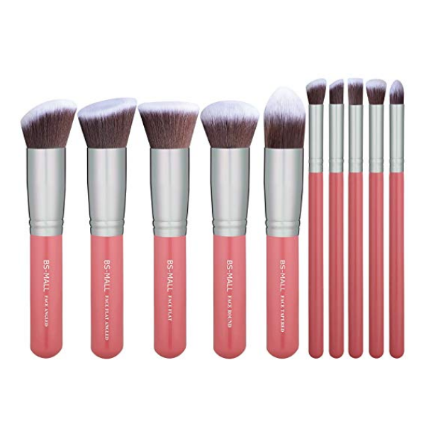 BS-MALL(TM) Premium Synthetic Kabuki Makeup Brush Set Cosmetics Foundation Blending Blush Eyeliner Face Powder Brush Makeup Brush Kit (Pink Silver) $5.99