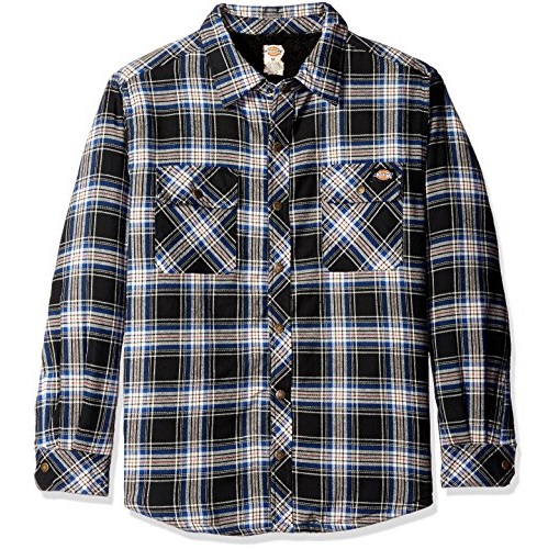 Dickies Men's Sherpa Lined Flannel Overshirt, Only $12.80