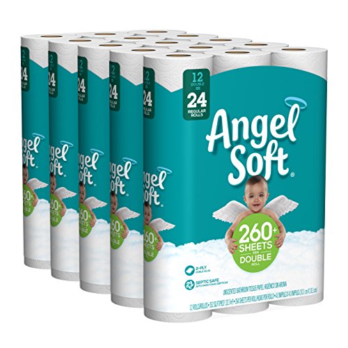Angel Soft Toilet Paper, 60 Double Rolls, 60 = 120 Regular Rolls, Bath Tissue, 5 Packs of 12 Rolls, Only $24.62 after clipping coupon, free shipping