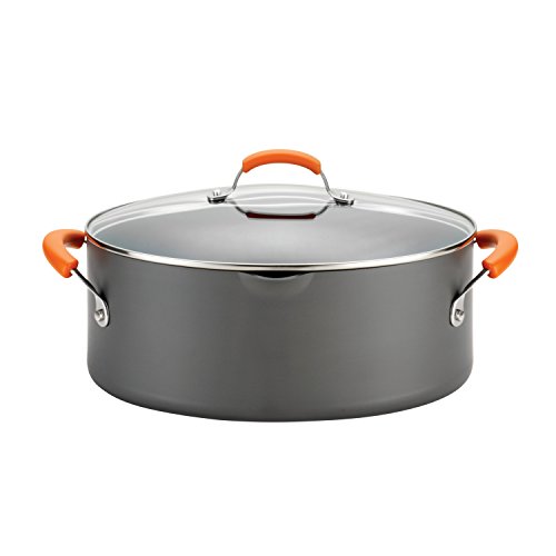 Rachael Ray Hard Anodized II Nonstick Dishwasher Safe 8-Quart Covered Oval Pasta Pot, Orange, Only $45.99, free shipping