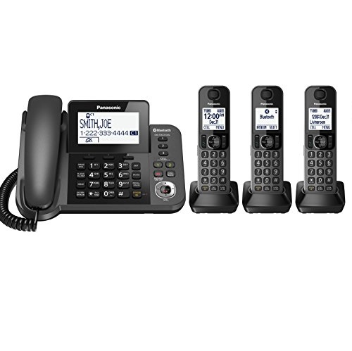 史低價！Panasonic松下 Link2Cell 藍牙有線 無繩電話和應答機，帶3個子機，原價$119.95，現僅售$86.60，免運費