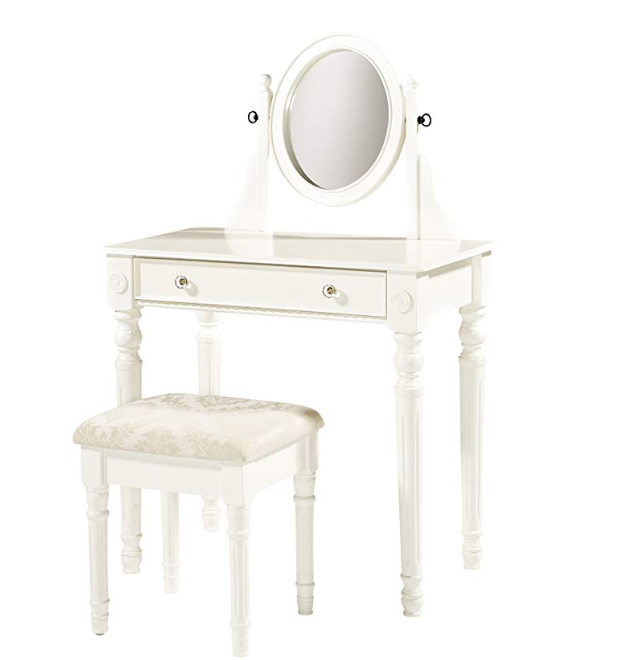 Linon Home Decor 化妝桌 白色，原價$188.10, 現僅售$65.47，免運費！