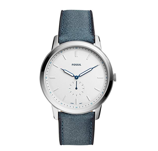 Fossil The Minimalist Two-Hand Blue Leather Watch only $75