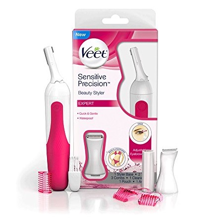 Veet Sensitive Precision Hair Trimmer & Shaper for Eyebrows, Facial Hair, Bikini Line, and Underarm, Bag & Battery Included, Waterproof , Only$12.99