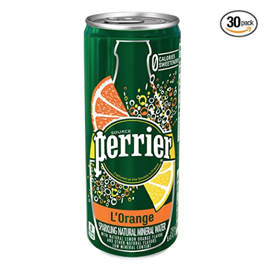 Perrier L'Orange Flavored Carbonated Mineral Water (Lemon Orange Flavor), 8.45 fl oz. Slim Cans (30 Count) only $11.49
