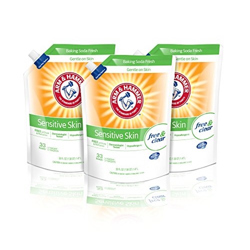 Arm & Hammer Sensitive Skin Perfume and Dye Free He Liquid Laundry Detergent 3 Piece Easy-Pour Pouch, Only $9.34, free shipping after clipping coupon and using SS