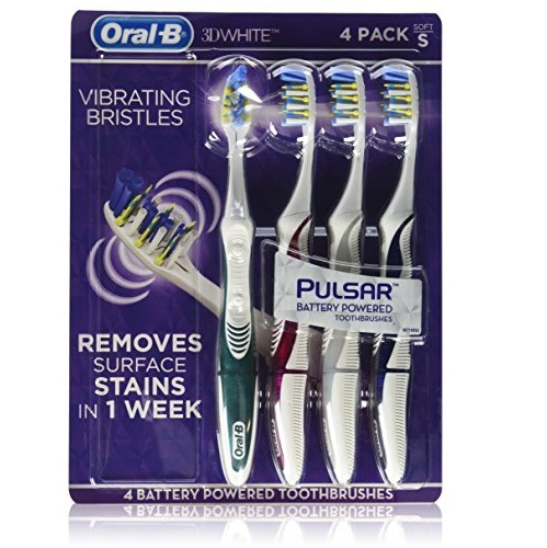 Oral B 3D White Luxe 4 Pack Pulsar Battery Powered Toothbrushes, Only $16.30
