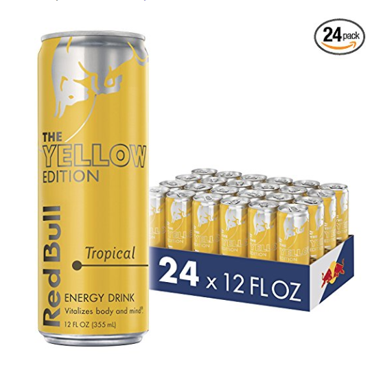 Red Bull Energy Drink Tropical 24 Pack of 12 Fl Oz, Yellow Edition  only $31.90