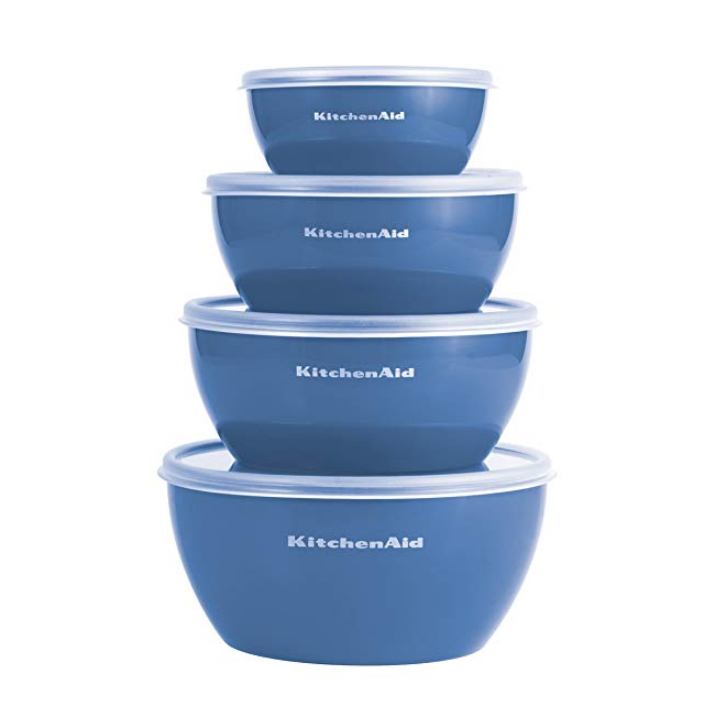 Kitchenaid Prep Bowls with Lids, Set of 4, Ocean Blue $10.99