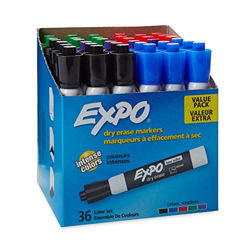 EXPO Low Odor Dry Erase Markers, Chisel Tip, Assorted Colors, 36 Pack, Only $13.37
