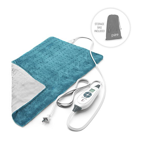 PureRelief XL – King Size Heating Pad with Fast-Heating Technology, 6 Temperature Settings, Convenient Storage Bag – Turquoise Blue (12