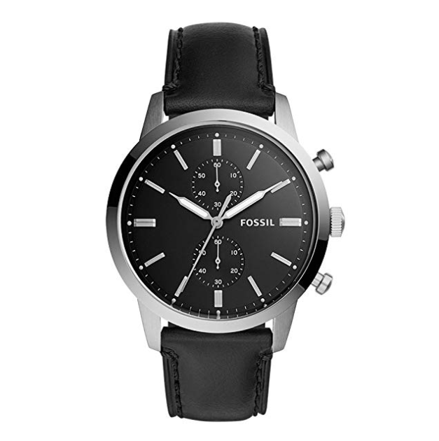 Fossil 44mm Townsman Chronograph Black Leather Watch only $70.87