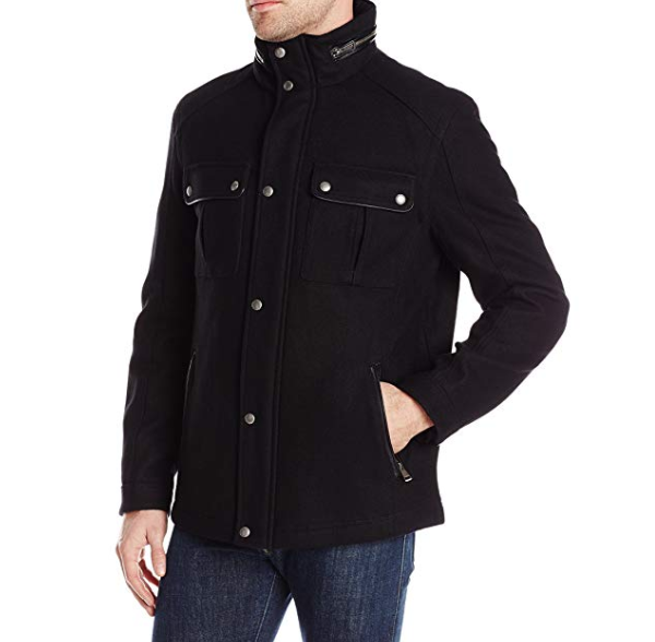 Cole Haan Signature Men's Wool Melton Stand Collar Jacket with Patch Pockets only $34.26