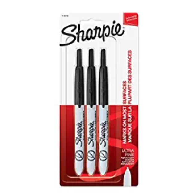Sharpie 可伸縮馬克筆黑色3支 超細頭, 現僅售$3.55