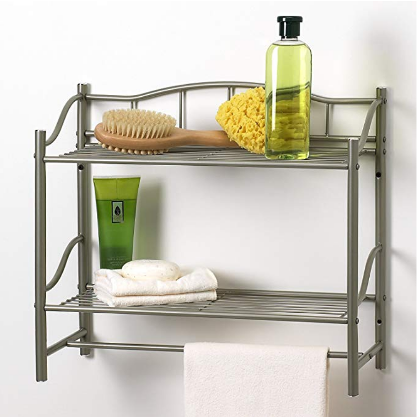 Creative Bath Products Complete Collection 2 Shelf Wall Organizer with Towel Bar, Satin Nickel $12.49