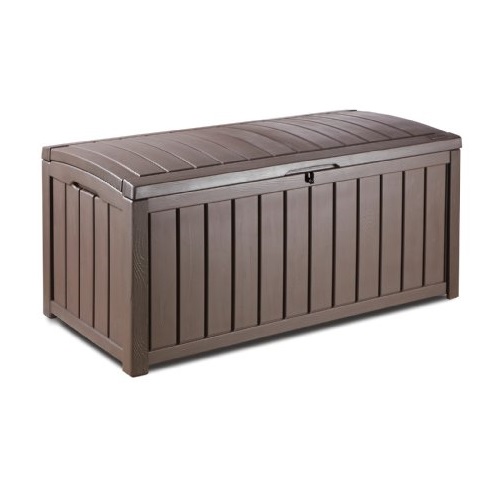 Keter Glenwood Plastic Deck Storage Container Box Outdoor Patio Furniture 101 Gal, Brown, Only $69.74, free shipping