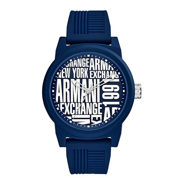 Armani Exchange Men's Quartz Rubber and Silicone Casual Watch, Color:Blue (Model: AX1444) only $70.85