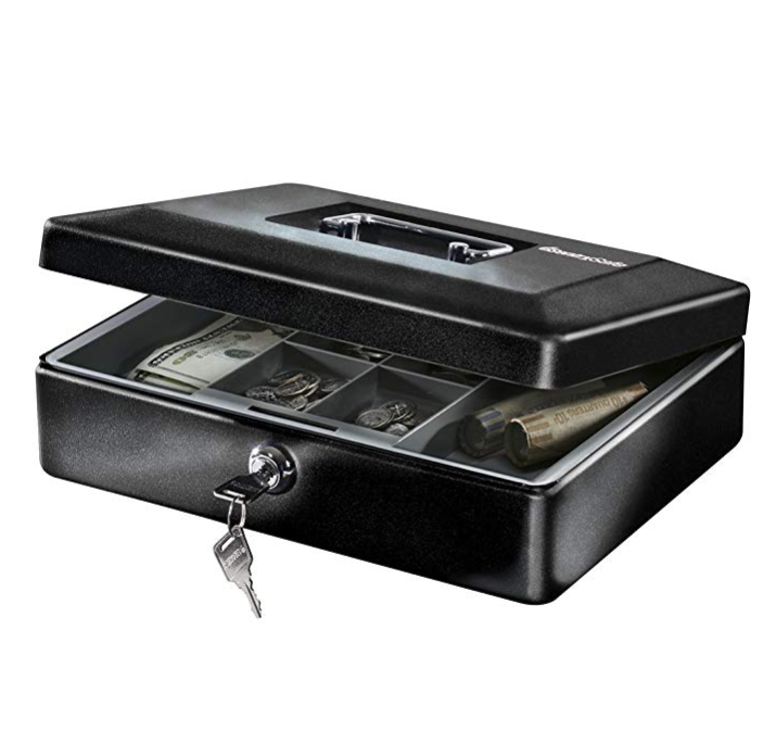 SentrySafe Cash Box, Locking Cash Box With Money Tray, Medium, CB-12 only $12.86