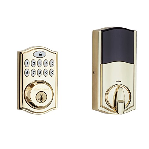 Kwikset 99140-001 914 Z-Wave SmartCode Electronic UL Deadbolt, featuring SmartKey in Polished Brass, Works with Alexa via SmartThings, Wink, or Iris, Only $127.58, free shipping