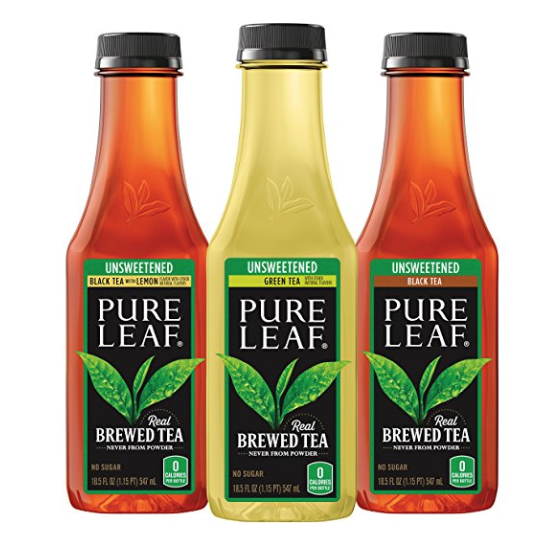 Pure Leaf Iced Tea, Unsweetened Variety Pack, Real Brewed Tea, 0 Calories, 18.5 Ounce Bottles (Pack of 12) only $17.10