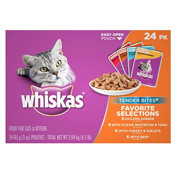 Whiskas 多口味濕貓糧妙鮮包 3oz 24袋, 現僅售$4.27, 免運費！
