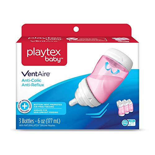 史低價！Playtex 嬰兒VentAire 寬口防脹氣奶瓶，6 oz 款， 3隻裝，原價$18.99，現僅售$9.94