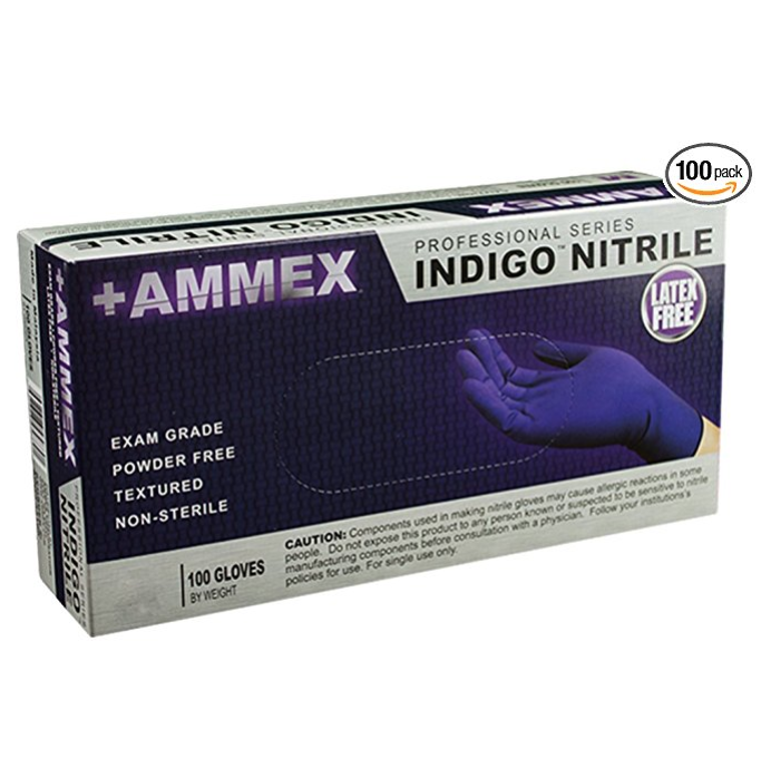 AMMEX - AINPF42100-BX - Medical Nitrile Gloves - Disposable, Powder Free, Exam Grade, 3 mil, Small, Indigo (Box of 100) only $6.44