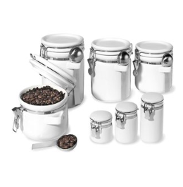 Macys.com offers the Oggi Food Storage Containers, 7 Piece Set Ceramic Canisters for $20.99